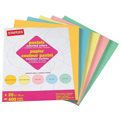 Staples Pastel Colored Copy Paper 8 1/2" x 11" Assorted Colors 400/PK 679481