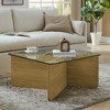 KIGFTSOD Mid-Century Modern Square Glass Coffee Table, Wooden Antique Square Center Cocktail Table with Tempered Glass Top for Living Room - 2 of 4