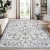 Vintage Washable Floral Print Living Room Rugs, Low Pile Non Slip Floor Carpet for Bedroom Dining Room - 3 of 4