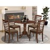 Retro Kitchen Table Set - 5 Piece Dinette Set with Chairs - Round Drop Leaf Table - Asian Hardwood - 2 of 4