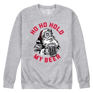 Men's - Instant Message - Christmas Ho Ho Hold My Beer Graphic Fleece Sweatshirt - 1 of 4