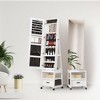 COZONY 360° Swivel Jewelry Armoire, Floor Standing Locking Cabinet with Full Length Mirror, Bottom Drawer, Shelves & Wheels, Large Storage Capacity - 3 of 4