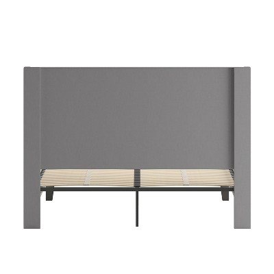 Riverdale Light Gray Upholstered Queen Platform Bed with Nailhead Trim