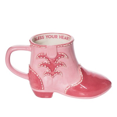 Totalee Gift Bless Your Heart Boot Mug Ceramic Pink 11.5 oz