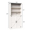67" Tall Bookshelf and Bookcase with Barn Doors, Open Display Shelves, White - 2 of 4