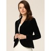 INSPIRE CHIC Women's Notched Lapel Long Sleeve Office Button Velvet Suit Blazer - 2 of 4