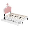 Platform Bed Frame Twin Size With Crown-Shaped Upholstered Headboard, 2 Underbed Storage Drawers, White, Twin - 3 of 4