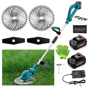 SANJIAN Electric Weed Eater, Grass Trimmer, Edger Lawn Tool 9in Cutter with 2 Batteries - 1 of 3