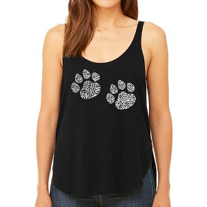 LA Pop Art Women's Premium Word Art Flowy Tank Top - Meow Cat Prints - 1 of 4