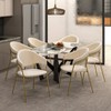 LeisureMod Upholstered Dining Chair inLeather/Velvet with Stainless Steel Legs Bella Series Set of 2 - 3 of 4
