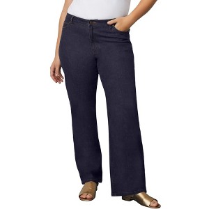 June + Vie by Roaman's Women's Plus Size Curvie Fit Boyfriend Jeans - 1 of 4