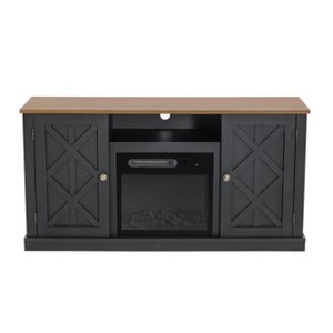 Electric Fireplace and TV Stand for TVs up to 60" Gray - Home Essentials: MDF Wood Composite, Nickel Hardware - 1 of 4