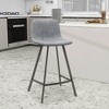 LeisureMod Elland Leather Bar Stool – Modern Counter Height Stool with Black Stainless Steel Legs for Kitchen Island or Home Bar Set of 2 - 2 of 4