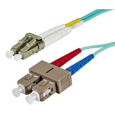 Monoprice Fiber Optic Cable - 2 Meter - Aqua | LC to SC, OM3, 50/125 Type, Multi Mode, 10Gb, Duplex