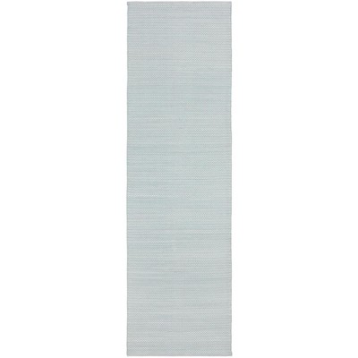 Light Blue and Ivory Herringbone Synthetic 2' x 3' Rug