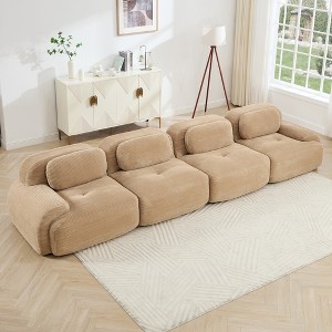 Oversized 157.2" Corduroy Modular 4-seater Sectional Sofa, 4-Piece Free combination, Pet-Friendly, No Assembly Required - 1 of 4