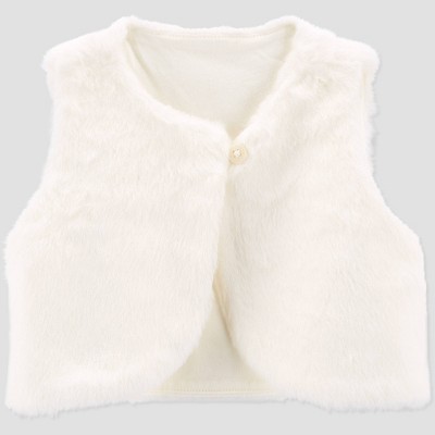 Image of Carter's Just One You® Baby Girls' Fur Vest - White 12M