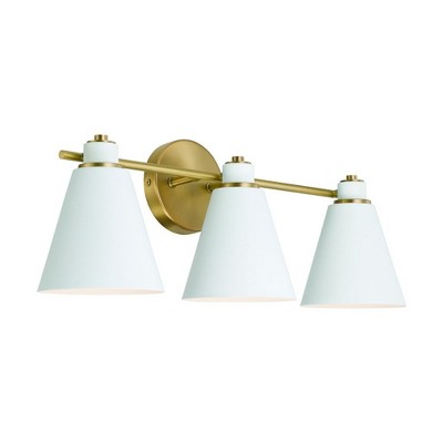 Capital Lighting Bradley 3 - Light Vanity in  Aged Brass/White