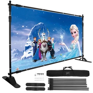 VEVOR 10 x 8 Ft Backdrop Banner Stand Adjustable Height and Width Newest Step and Repeat for Trade Show Wall Exhibitor Photo Booth Background, Black - 1 of 4