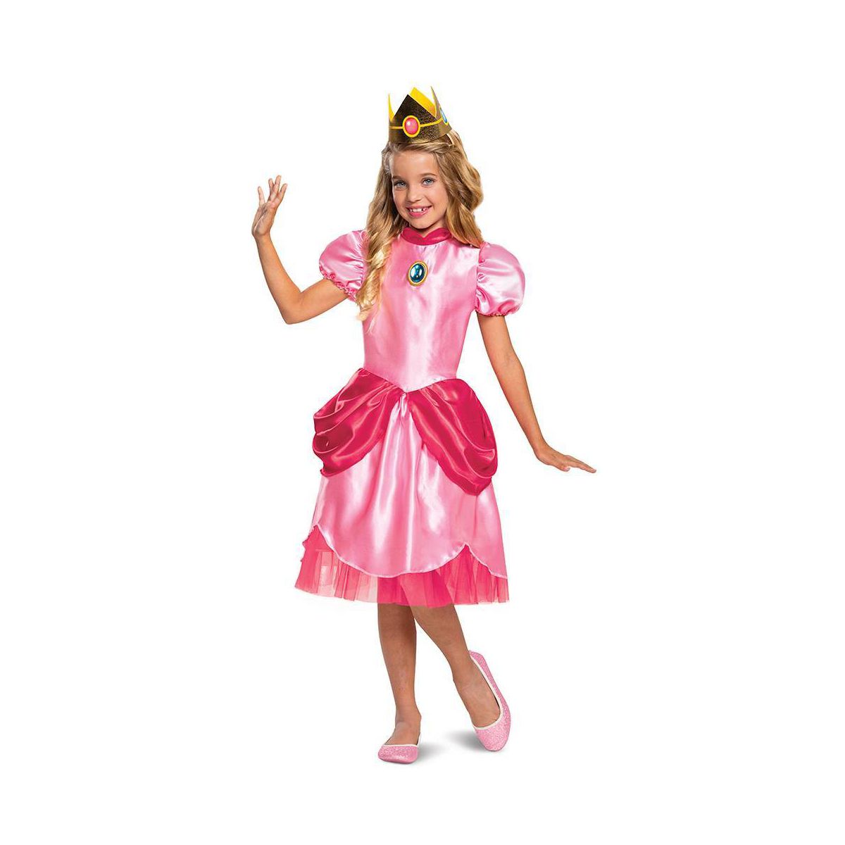 Nintendo Super Mario Princess Peach Kids' Halloween Costume Dress with Headpiece
