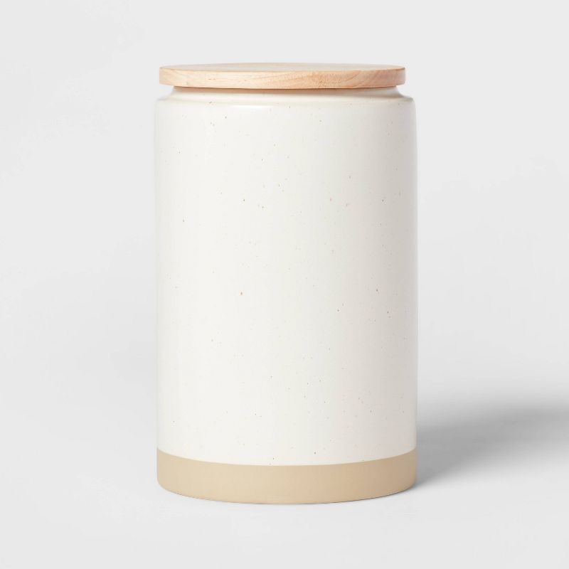 Camwood Collection Large Stoneware Canister with Wood Lid Cream - Threshold&#8482;, 1 of 5
