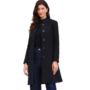 INSPIRE CHIC Women's Winter Single Breasted Stand Collar Mid-Long Commuting Wear Overcoat - 1 of 4