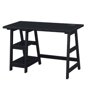 Designs2Go Trestle Desk with Charging Station and Shelves - Breighton Home - 1 of 4