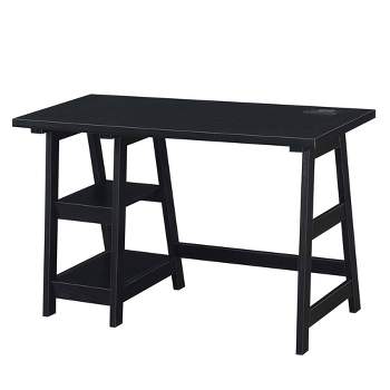 Designs2Go Trestle Desk with Charging Station and Shelves - Breighton Home
