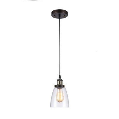 Chloe Lighting Manette Industrial-Style 1 Light Rubbed Bronze Ceiling Mini Pendant 6" Shade