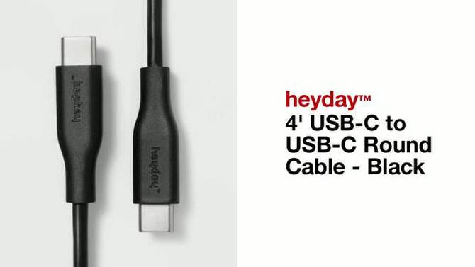4&#39; USB-C to USB-C Round Cable - heyday&#8482; Black, 2 of 5, play video
