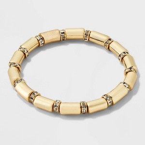 SUGARFIX by BaubleBar Crystal Baguette Stretch Bracelet - Gold: Brass Material, 6.75" Length, Stretch Band Closure - 1 of 4