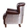 30" Brancaster Accent Chair Vintage Brown/Aluminum - Acme Furniture: Leather Upholstery, Tufted, No Assembly Required - 3 of 4