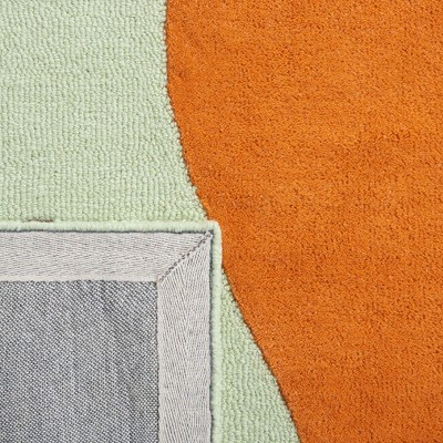 Ivory and Orange Hand-Tufted Wool Abstract Area Rug