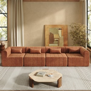 Christopher Knight Home Ahearn 4 Piece 145.5" Modular Full-Compressed Sectional Sofa - 1 of 4