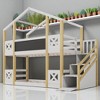 Twin Over Twin House Bunk Bed with Storage Staircase, Blackboards, Safety Rails, for Kids Bedroom, White Wood Frame - 4 of 4