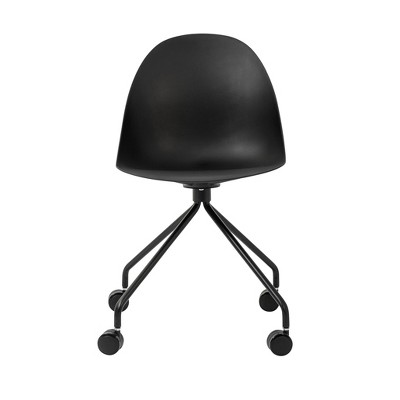 HomeRoots Black Steel and Heavy Duty Plastic Swivel Rolling Conference Office Chair