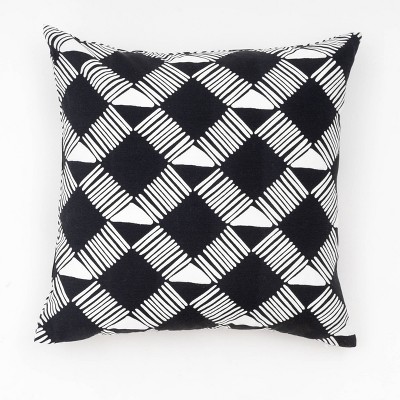 18"x18" Trellis Indoor/Outdoor Square Throw Pillow Black - freshmint