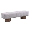 Velvet Upholstered Dining Bench,Mid-Century End of Bed Entryway Bench with Wooden Legs For Dining Room or Bedroom Ottoman-Coolbibila - 3 of 4