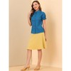 INSPIRE CHIC Women's Short Sleeve Button Down Peter Pan Collar Blouse - 2 of 4