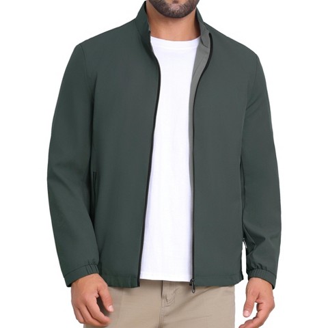 Мужские куртки INSPIRE CHIC Men's Lined Stand Collar Full Zip Up Lined Formal Golf Jacket Large Dark Green