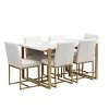 7 Piece-Dining Set for 6 with Faux White Marble Dining Table 6 Upholstered Dining Chairs with Gold Metal Base-Tanpinhause - 4 of 4