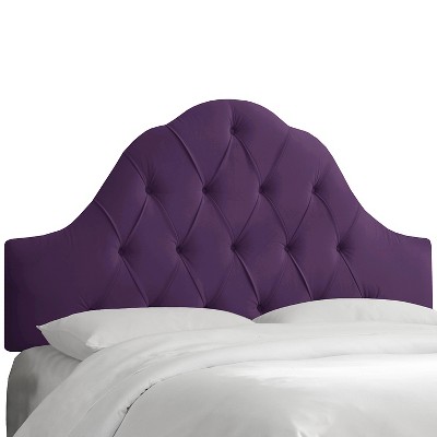 Arched Tufted Headboard - Velvet Aubergine - King - Skyline Furniture