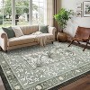 Floral Area Rug Ultra-Soft Faux Wool Non-Slip Throw Carpet Stain-Resistant Easy Clean Floor Mat for Bedroom Living Room - 2 of 4