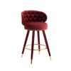Sapphtopaz Swivel Bar Stools Set of 2, Upholstered Counter Height Bar Stools with Button Tufting and Wood Legs, High Chairs for Kitchen Island - 2 of 4