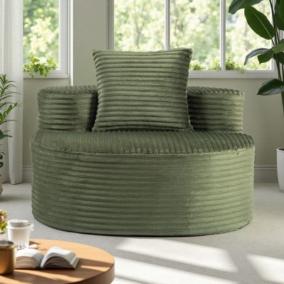 55" Corduroy Compressed Lounge Sofa with High-Density Foam & Bonus Pillows