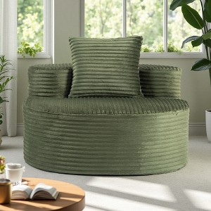 55" Corduroy Compressed Lounge Sofa with High-Density Foam & Bonus Pillows - 1 of 4