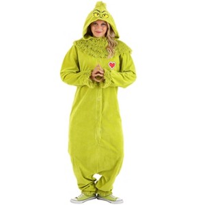 HalloweenCostumes.com Dr. Seuss The Grinch Jumpsuit with Hood Costume Adult - 1 of 2