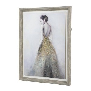 17"x21" Maryanne Framed Wall Art Canvas Gray/Cream/Copper - A&B Home: Contemporary Art Deco Style, Polystyrene Frame, Vertical Orientation - 1 of 3