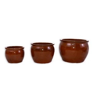 NAYSAYE Planter Set of 3 Ceramic Flowerpot Sleek Glossy Design for Indoor Outdoor Garden, Orange, 14.6"*14.6"*11.7" - 1 of 4