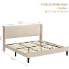 Bed Frame with Upholstered Headboard, Wooden Platform Design with 2 Storage Pockets, Vertical Channel Tufted Wingback, Strong Wooden Slats. - 2 of 4